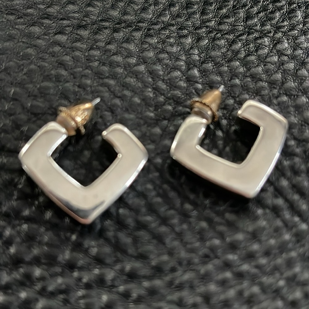 Thick Square Hoop Earring, Silver